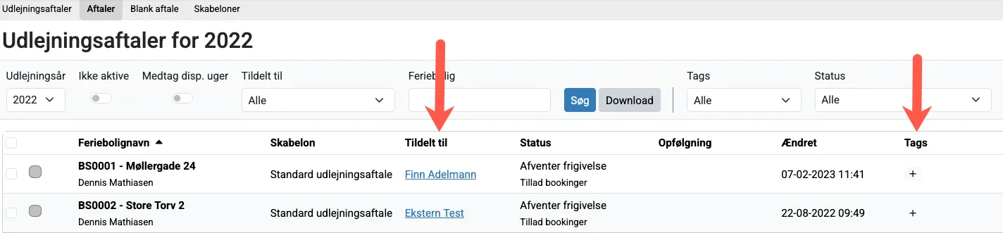 Tilknyt den ansvarlige for lejekontrakten