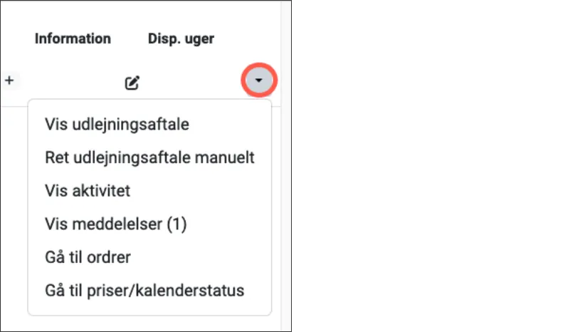 Vis udlejningsaftaler