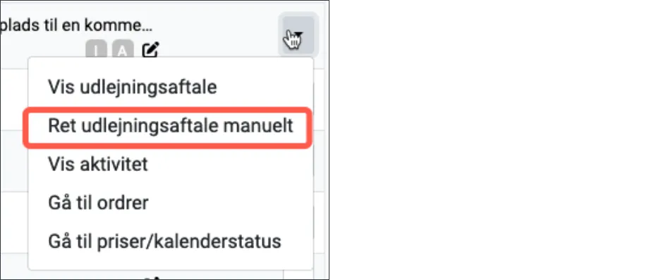 Ret udlejningsaftale manuelt