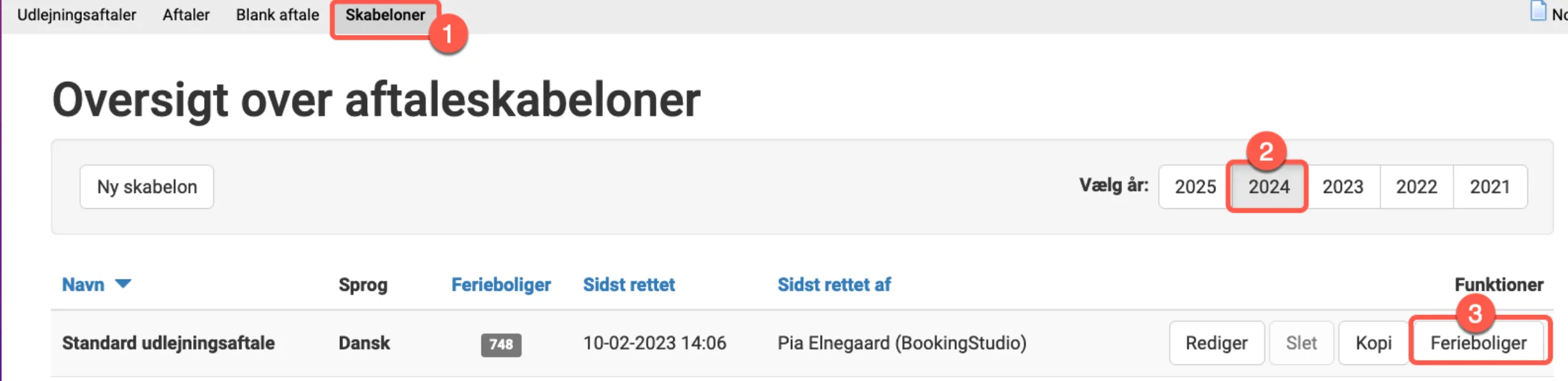 Oversigt over aftaleskabeloner