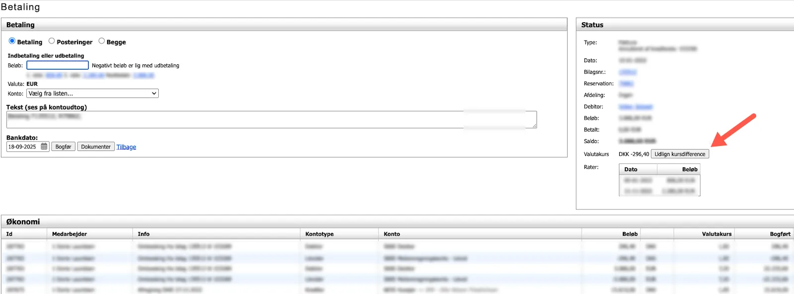 Eksempel på kursdifference