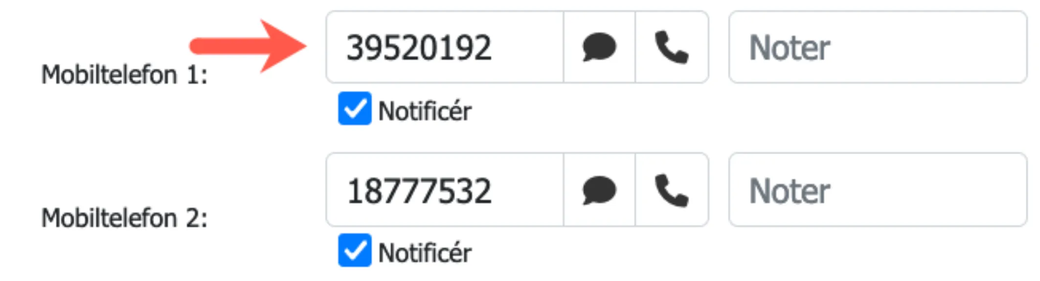 mobiltelefon 2 sat til notificér