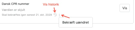 Ikoner for historik og bekræftelse