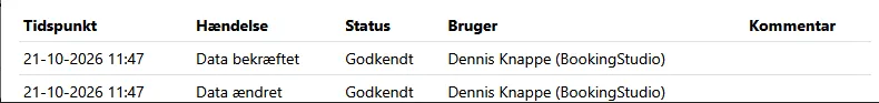 Se historik for ændringer på kreditors oplysninger til SKAT