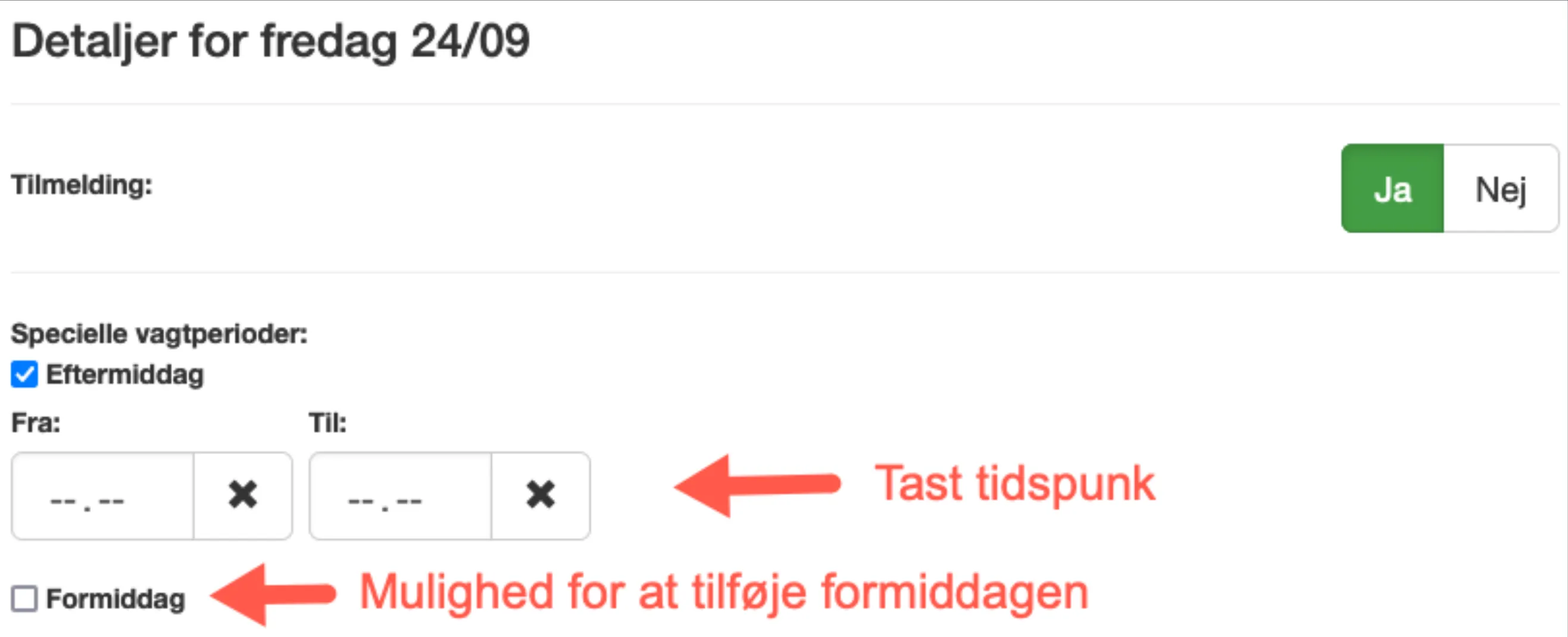Til og fra felter