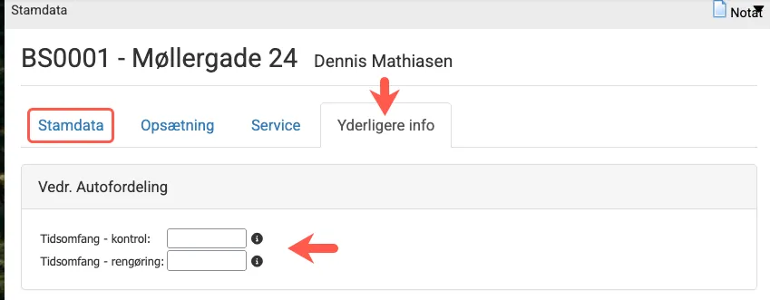 Tidsomfang for kontrol og rengøring på en feriebolig