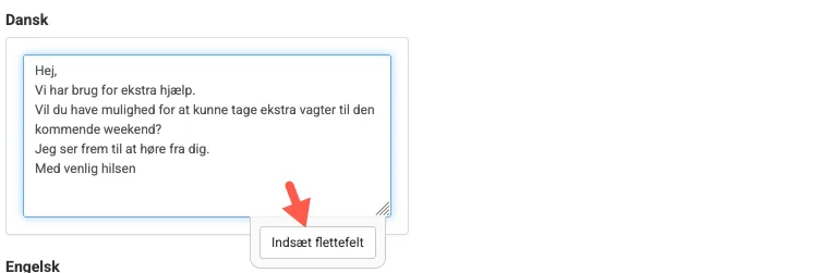 Flettefelt med link til vagtplanlægningen