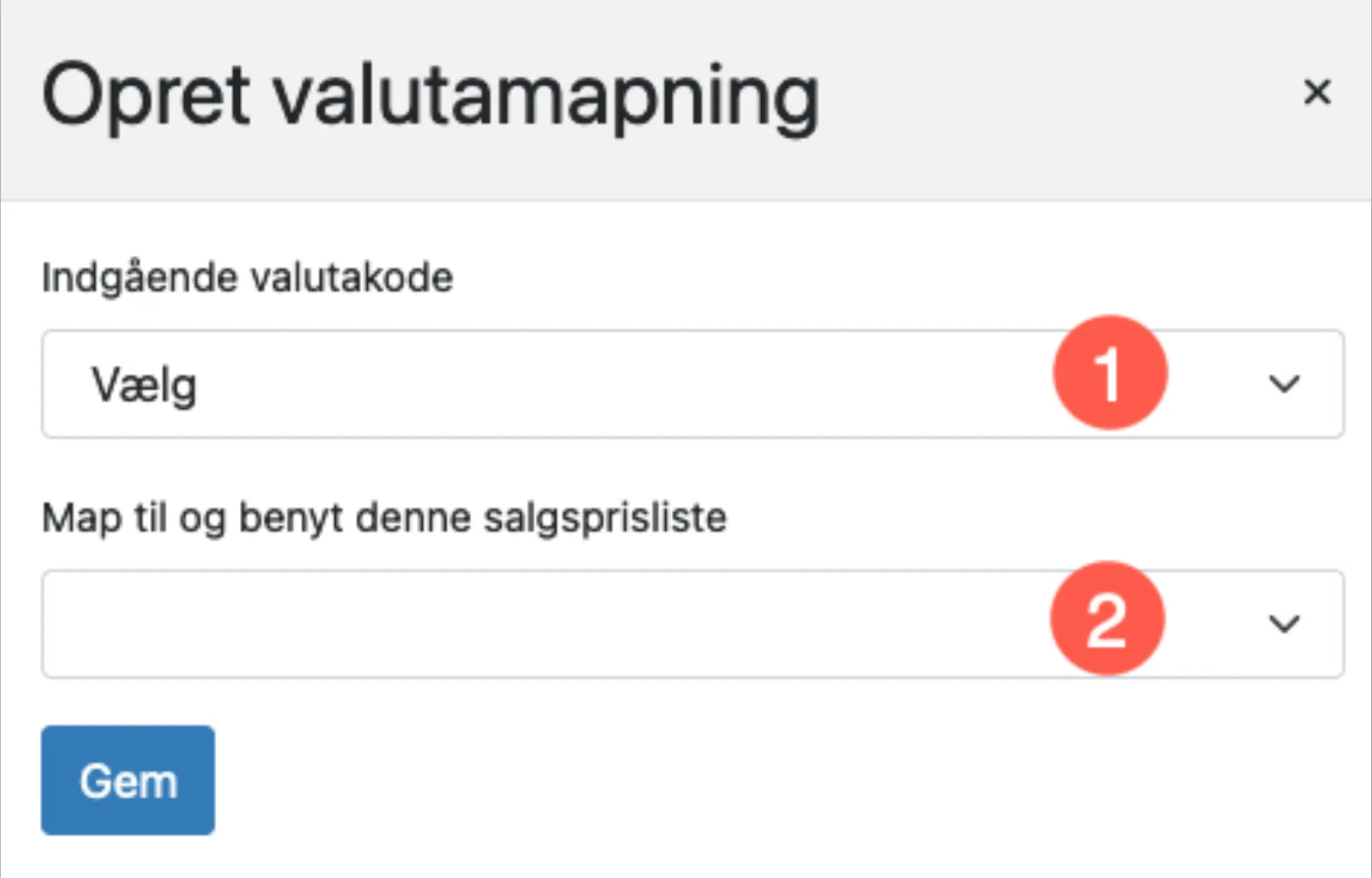 Opret valutamapning