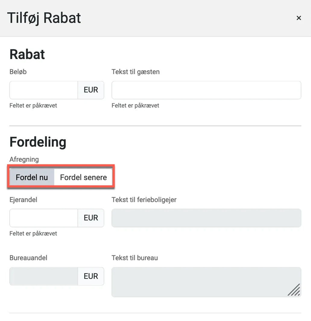 Indtast beløb og tekst