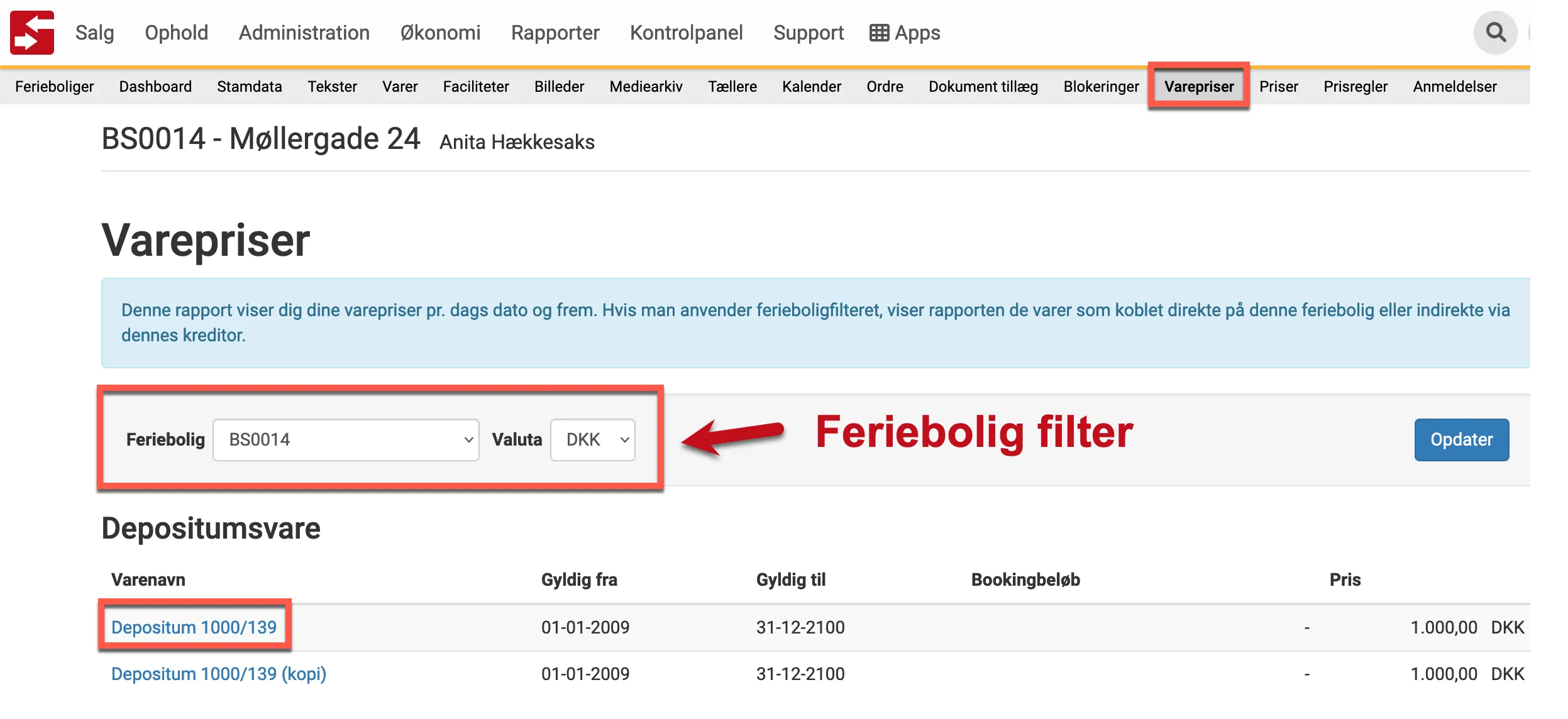 Varer som er koblet på ferieboligen
