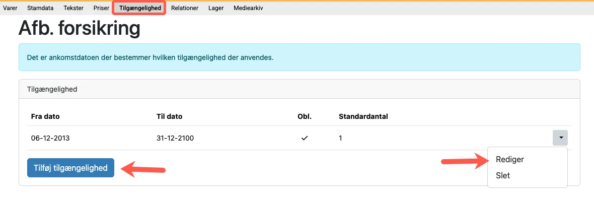 Rediger varer