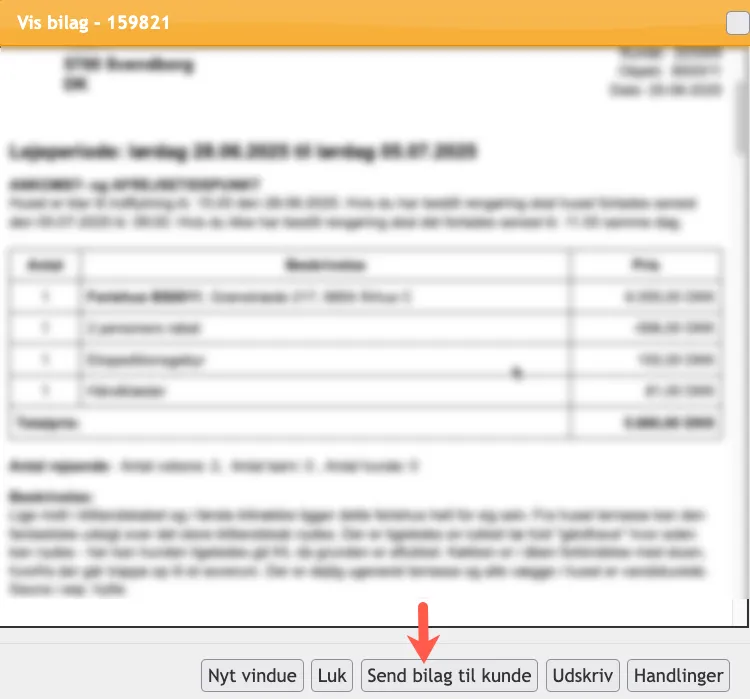 Send bilag til kunden