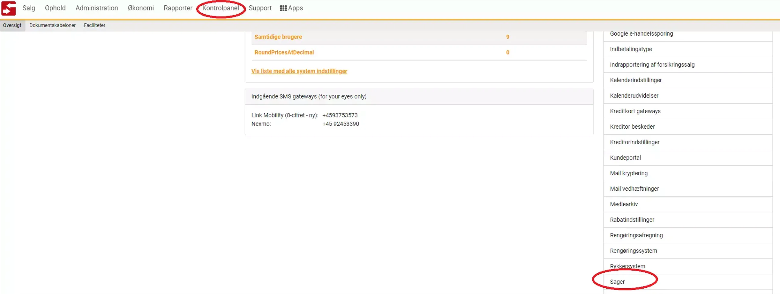 Felter som ønskes vist