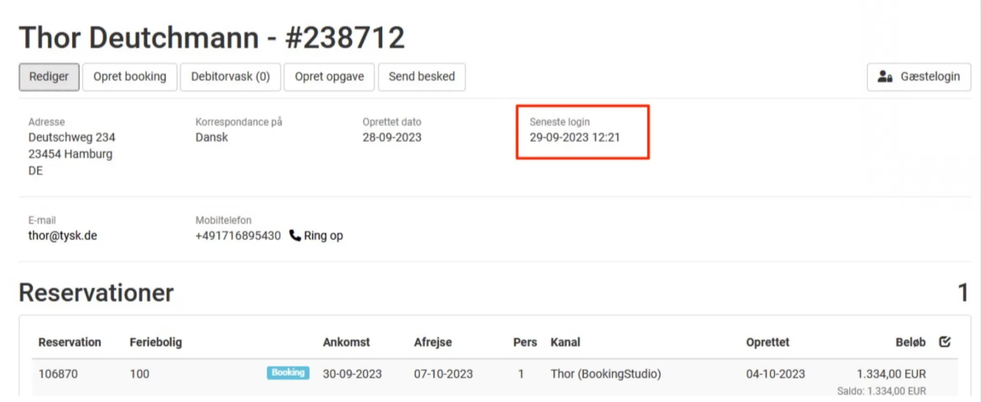Kundelogin debitor dashboard