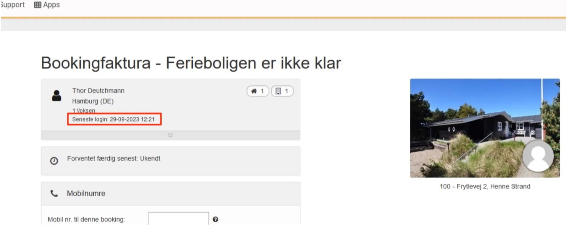 Kundelogin Front Desk