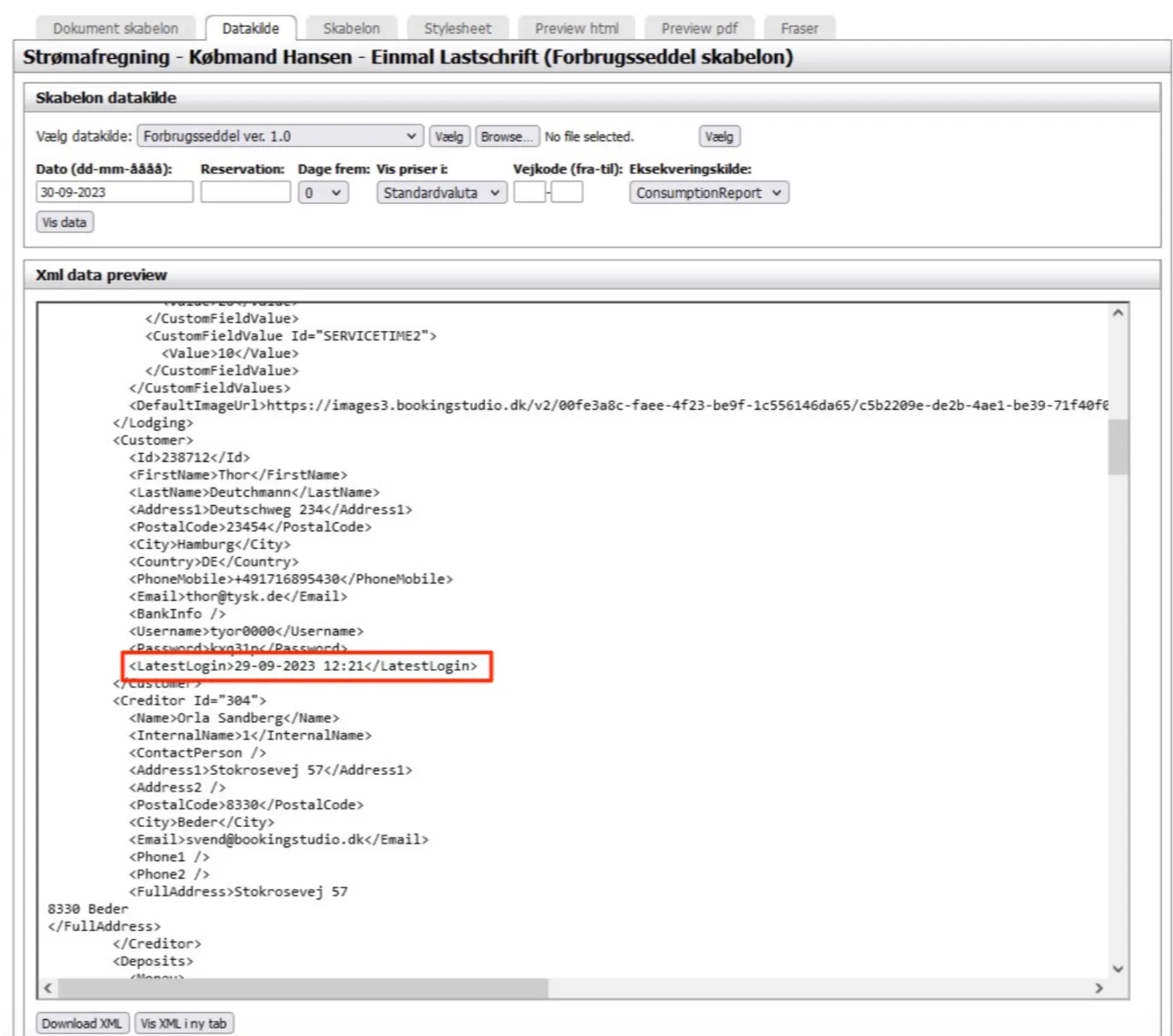 Kundelogin forbrugsseddel