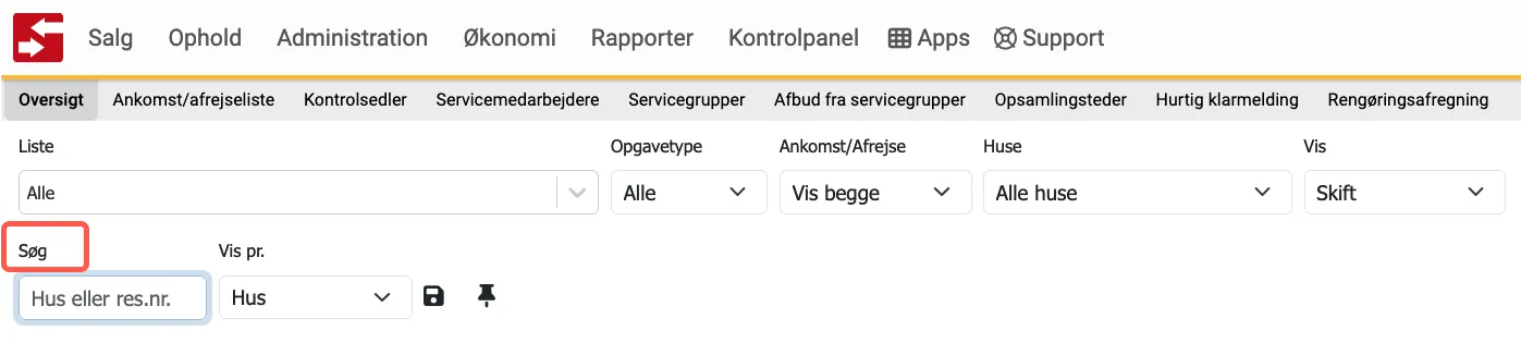 Søg i serviceoversigten