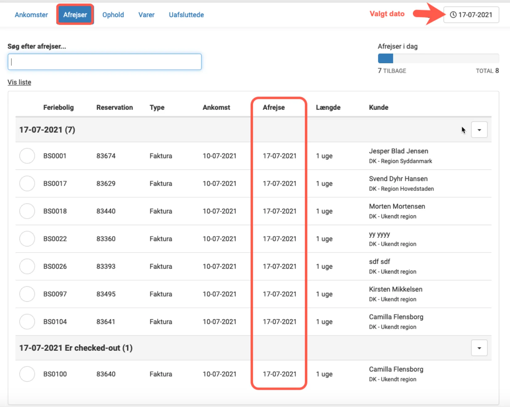 Liste opdelt i 2 grupper
