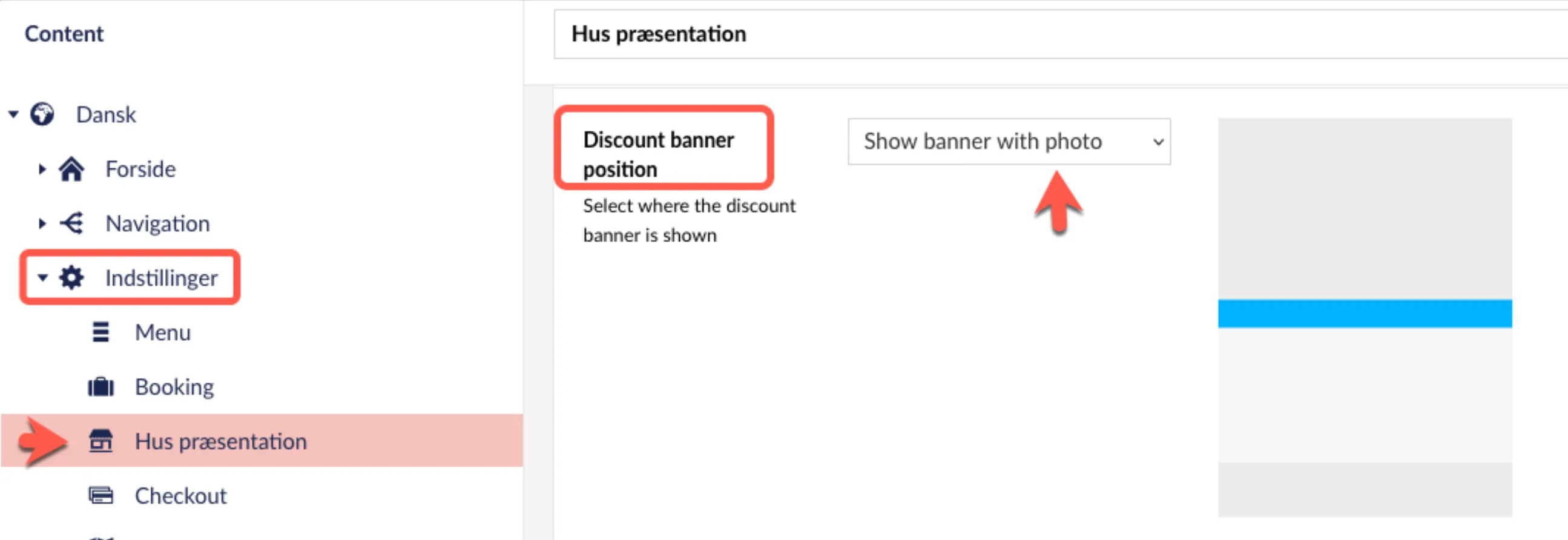 Indstilling for banner