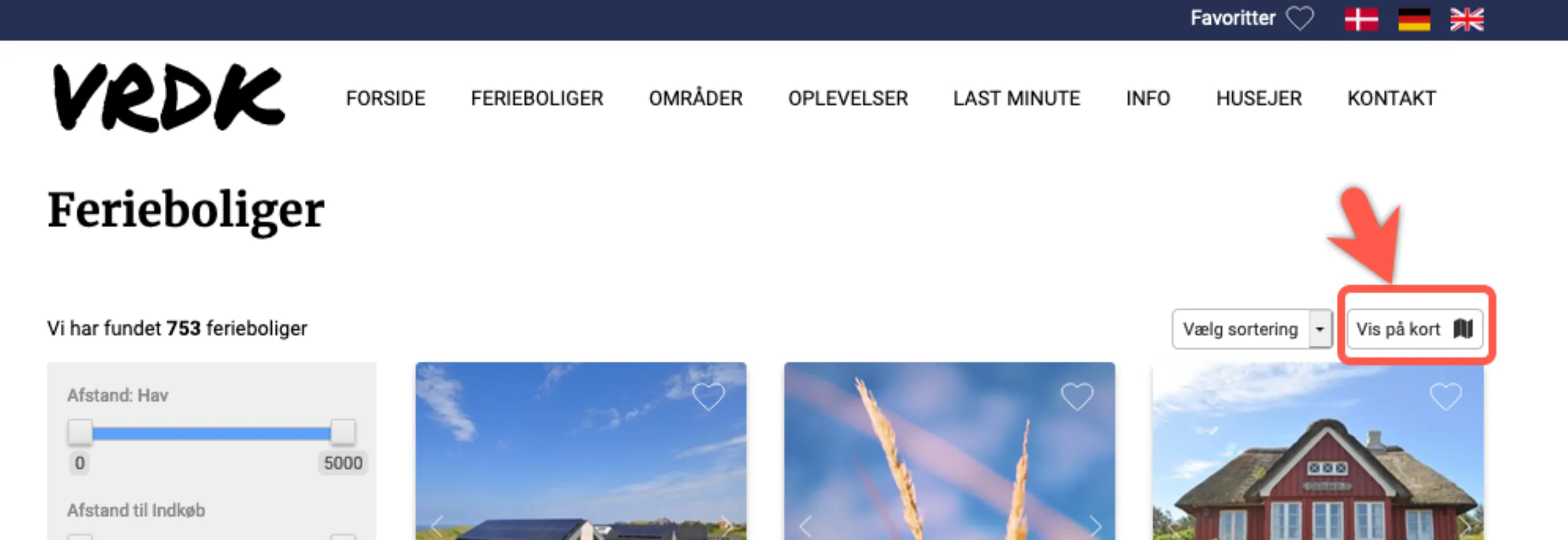 Google map kort placeret på siden