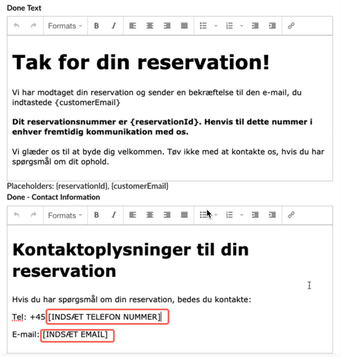 Sprog og kontaktoplysninger