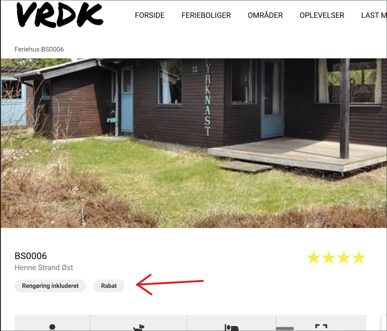 Visning af tags på ferieboligen