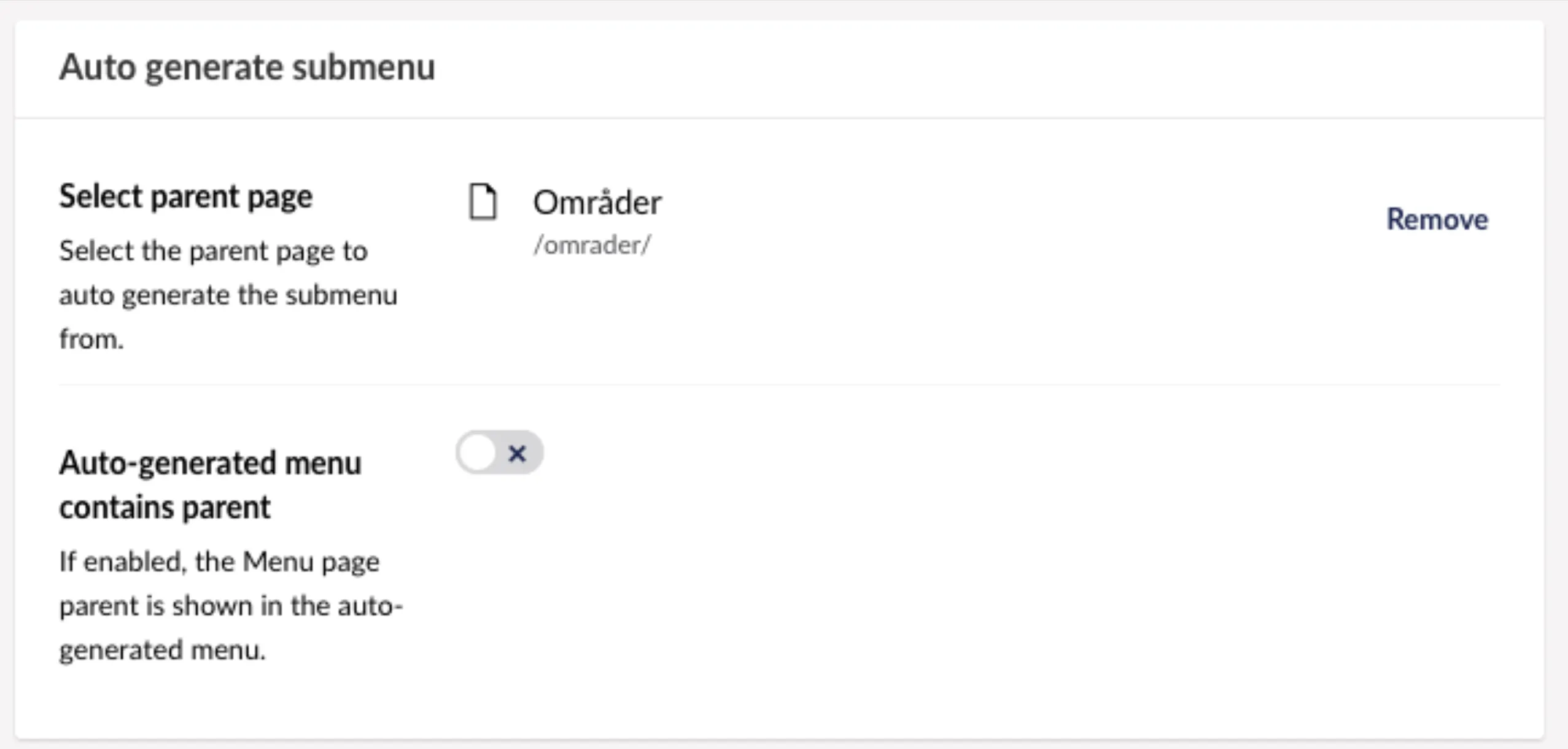 Auto-generere undermenuer