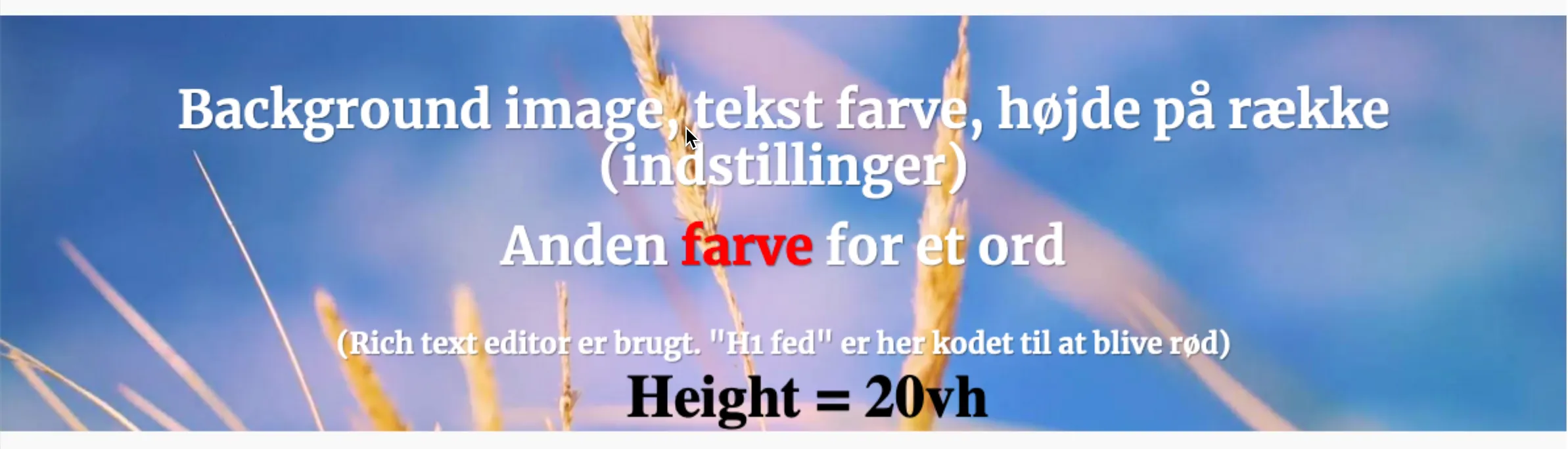 Justere højde på række