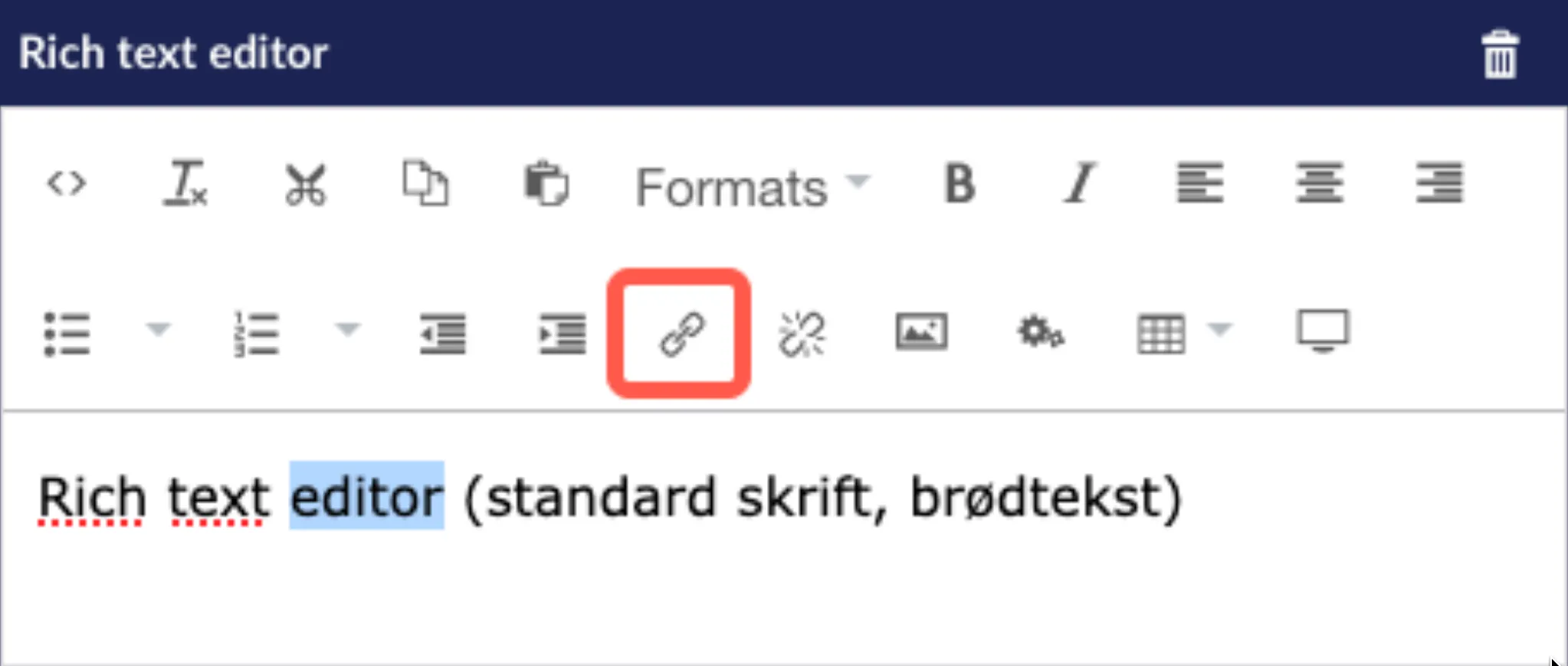 Rich text editor