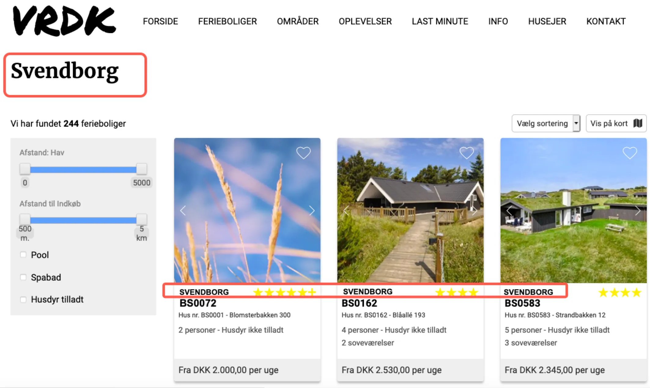 Visning af ferieboliger i samme område