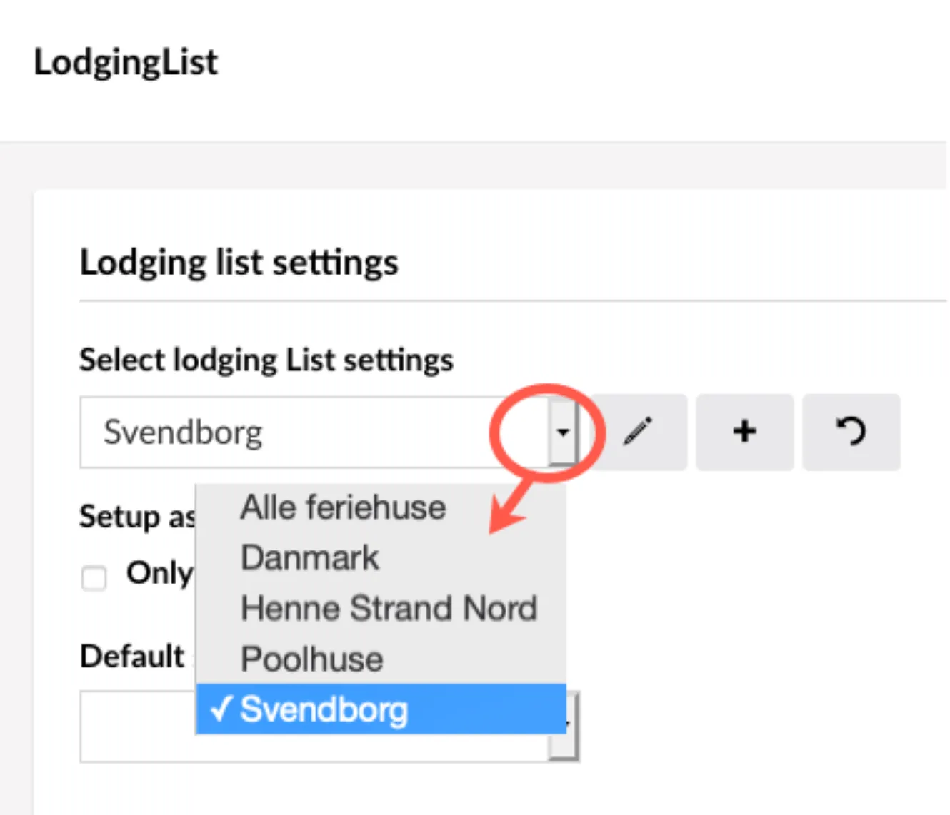 Alle oprettede lister i Booking Studio vises