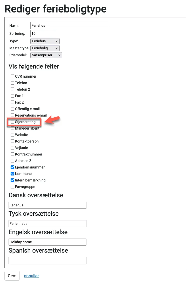 Stjernerating skal være tilføjet