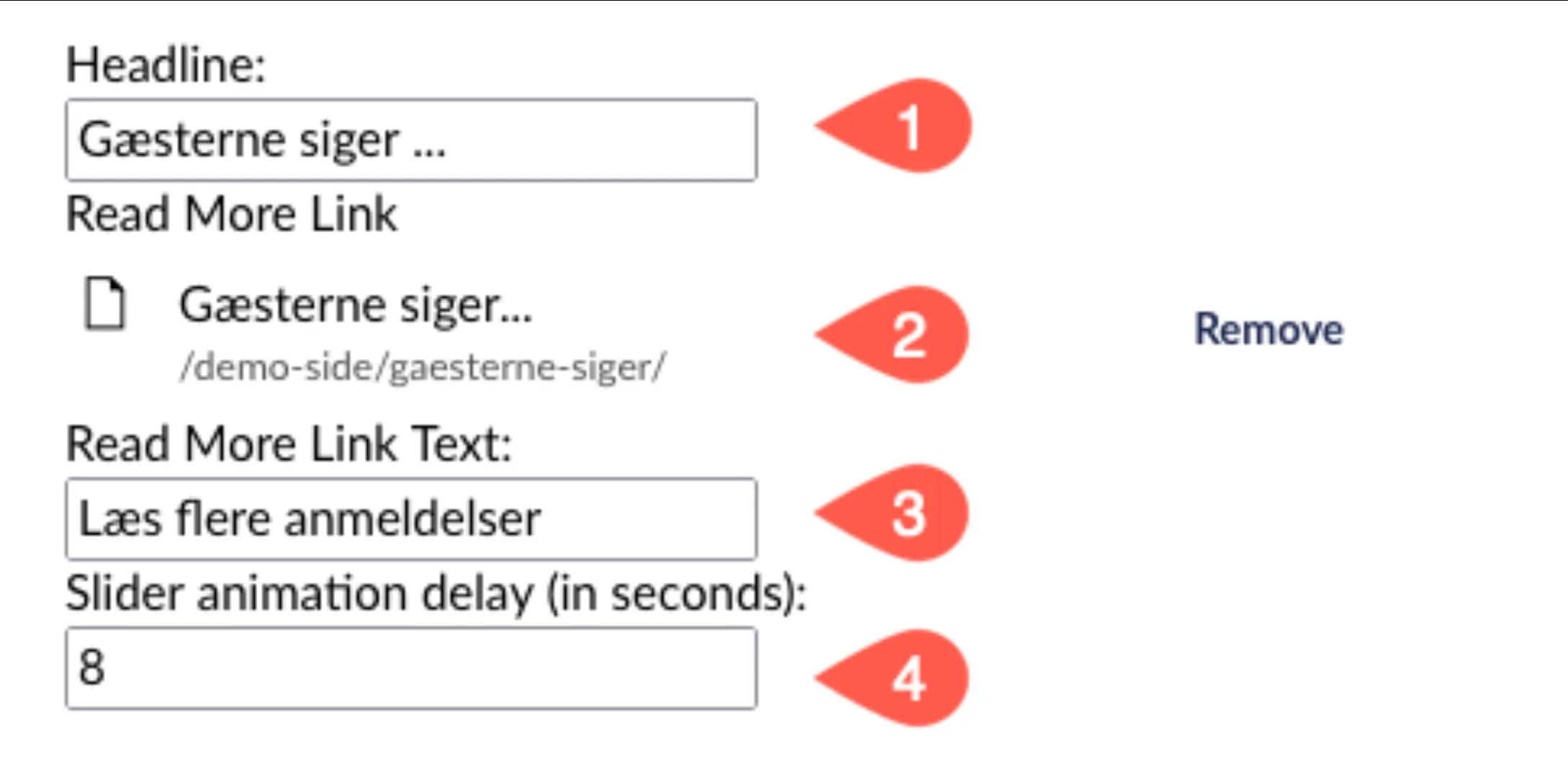 Indstillinger på Review spot